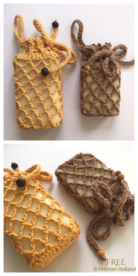 8 Quick Soap Saver Bag Free Crochet Patterns - DIY Magazine Mesh Soap Bag, Small Gifts For Friends, Crocheted Bags, Soap Bag, Crochet Washcloth, Soap Saver, Stitch Crochet, Quick Crochet, Paintbox Yarn