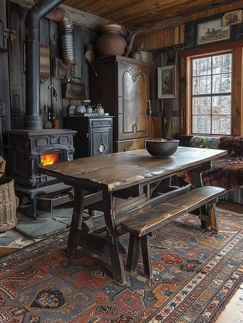 Bavarian Style Home Interior Design, Alaska House, German Houses, Homestead House, Bloxburg Houses, Vintage Dining Room, Traditional Interior, Cabins In The Woods, On The Farm