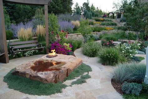 A Beautiful Garden - Mediterranean - Landscape - Denver - by Designscapes Colorado Inc. | Houzz Modern Mediterranean Backyard, Colorado Backyard, Steep Backyard, Mediterranean Backyard, Mediterranean Garden Design, Terrace Garden Design, Backyard Landscaping Plans, Mediterranean Landscaping, Mediterranean Garden