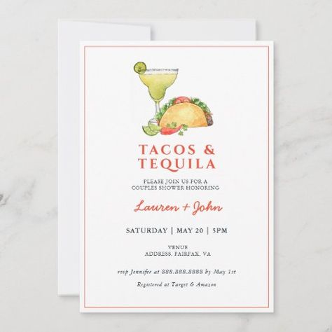 Watercolor Margarita, Couples Wedding Shower Themes, Couples Shower Themes, Mexican Fiesta Bridal Shower, Taco Mexican, Couples Shower Invitation, Wedding Shower Themes, Couples Bridal Shower, Couple Wedding Shower