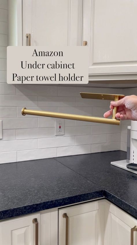 Link in comments. Paper towel holder. Gets them off the counter for more counter space | Fancy Fix Decor | LIZOT · Back To Her How To Hide Paper Towel Holder, Paper Towel Under Cabinet, Under Cabinet Paper Towel Holder Ideas, Kitchen Paper Towel Holder Ideas, Under Counter Paper Towel Holder, Storing Paper Towels, Kitchen Beverage Center, Under Cabinet Paper Towel Holder, Kitchen Towels Storage