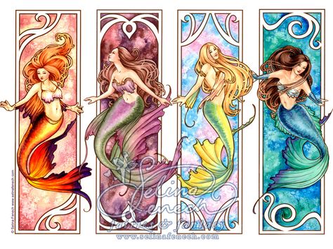 Mermaids - Selina Fencch Types Of Mermaids, Mermaids Art, Art Vampire, Dengeki Daisy, Mermaid Artwork, Mermaid Wallpapers, Fantasy Mermaids, Mermaid Fairy, Mermaid Tattoo