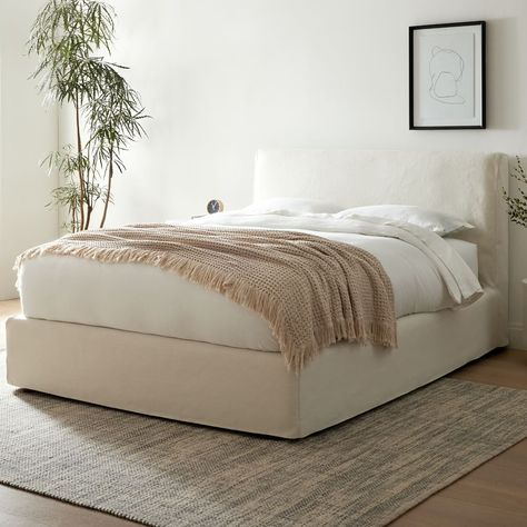 West Elm Bedding, Winged Bed, Washable Slipcovers, Contemporary Bed, Dyed Linen, Storage Bed, Upholstered Beds, My New Room, King Beds