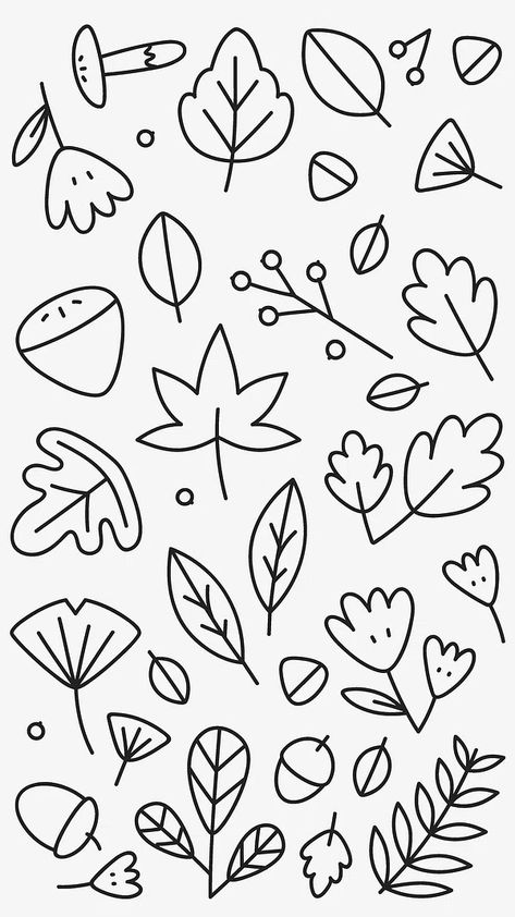 Cute Leaves Drawing, Black Drawings Sketches, Fall Wallpaper Black, Leave Doodle, Leave Drawing, Autumn Leaves Drawing, Drawing White Background, Fall Leaves Drawing, Autumn Vector