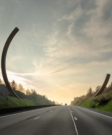 City Entrance, Gateway Architecture, Gateway Design, City Gate Design, Bernar Venet, Abstract Gate Design, Gate Installation Art, Gateway Signage, Monument Valley Architecture