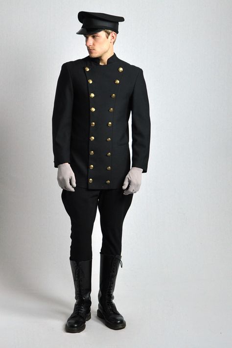 http://www.costumeshop.com.au/page/uniforms.html Chauffeur Outfit, Chauffeur Uniform, Doorman Uniform, Staff Uniforms, Hospitality Uniform, Workwear Vintage, Boys Uniforms, Classy Men, Victorian Clothing