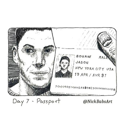 Inktober Day 7 - Passport Everything seems in order, nothing suspicious here. @inktober #inktober #inktober2024 #inktober2024passport #inkdrawing #pendrawing #lineart #linedrawing #inkdrawing #indrawings #sketchdaily #inksketch #drawingsketch #sketch_daily #sketching #sketchday #sketchoftheday #sketchart #sketchbook #bourne #JasonBourne Daily Sketching, Inktober 2024, Jason Bourne, Sketch Daily, Ink Sketch, Day 7, Pen Drawing, Ink Drawing, Line Drawing