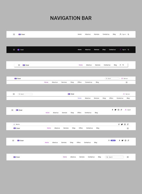 Navigation Bar Mobile Navigation Design, Menu Bar Design Website, Navigation Bar Design Website, Navigation Web Design, Navbar Design Website, Nav Bar Design Website, Website Header Design Inspiration, Web Navigation Design, Nav Bar Design