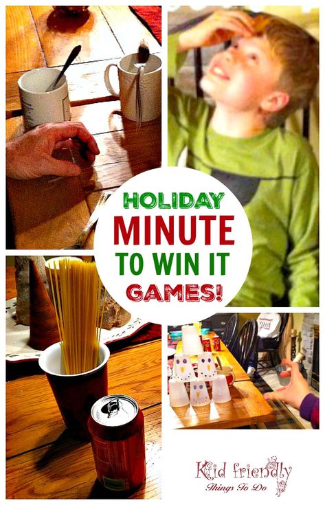 Kid Friendly Easy Minute To Win It Games for Your Party {The Best!} | Kid Friendly Things To Do Holiday Minute To Win It, Carnival Games For Kids, Minute To Win, Christmas Games For Kids, Minute To Win It Games, Christmas Traditions Family, Games Kids, Minute To Win It, Holiday Games