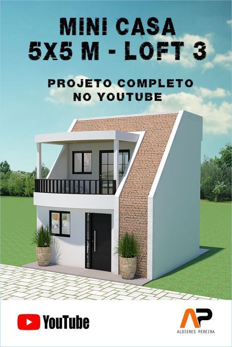 Projeto de casa tipo Loft Mini Loft Apartment, Lofts Pequenos, Tiny Loft House, Kit Net, Loft Type, Tiny Loft, Mini Loft, Small House Layout, Tiny House Loft