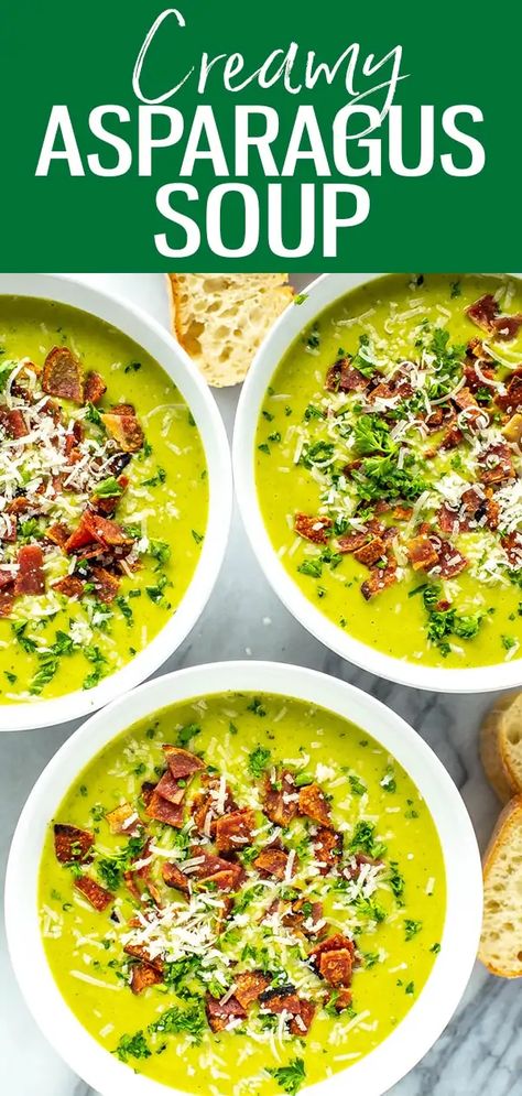 Asparagus Recipes Soup, Soup Easy Healthy, Cream Of Asparagus, Asparagus Broccoli, Garlic Asparagus, Easy Asparagus, Asparagus Recipes Oven, Spring Soups, Cream Of Asparagus Soup