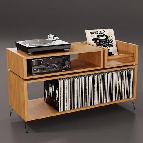 Floating Shelf Design, Vinyl Record Crate, Vinyl Cabinet, Vinyl Record Furniture, Vinyl Record Cabinet, Turntable Furniture, Hifi Furniture, Record Player Table, Record Crate