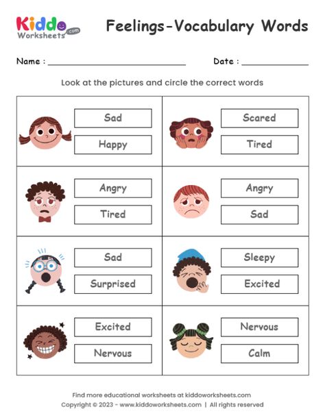 Emotions Worksheet Preschool, Emotion Activity, Adjectives For Kids, Emotions Worksheet, Kids Learning Activities Preschool, Feelings Preschool, Teach Feelings, Emotional Control, Fun Worksheets For Kids