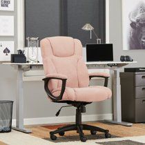 Pink Desk Chair With Wheels, Office Chairs For Women, Blush Office, Music Studio Ideas, Pink Office Chair, Rolling Office Chair, Office Goals, Office Music, Glam Office