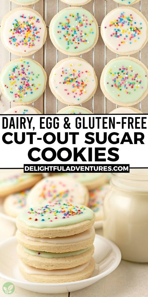 Vegan Icing, Icing That Hardens, Dairy Free Sugar Cookies, Gluten Free Dairy Free Dessert, Dairy Free Baking, Gluten Free Sugar Cookies, Dairy Free Cookies, Gluten Free Christmas, Gluten Free Egg Free