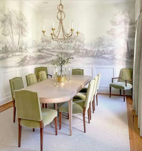 Project Spotlights 2021 – Susan Harter Muralpapers Susan Harter, Dining Room Murals, Dining Room Remodel, Dining Room Wallpaper, Dining Room Contemporary, Interior Design Dining Room, Dining Room Interiors, Dining Room Combo, Furniture Office