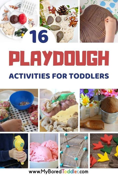 16 Playdough activities for toddlers - fun play doh activities for one year olds, two year olds and three year olds. #myboredtoddler #playdough #playdoh #playdoughideas #playdoughrecipes #playdohactivities #play #toddleractivity #toddleractivities Playdough Activities For Toddlers, Playdough Ideas, Play Doh Activities, Activities For One Year Olds, Playdough Activities, Sensory Activities Toddlers, Toddler Activity, Activities For Toddlers, Toddler Fun