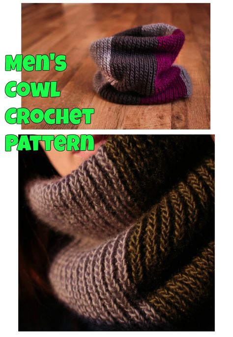 Mens Cowl Crochet Pattern | Patterns details in the link. Crochet a fashion piece as a gift for your man, everyone will be asking where it's from Crochet Cowl Men, Crochet Cowl For Men Free Pattern, Mens Cowl, Men's Cowl Crochet Pattern Free, Men’s Crochet Cowl Pattern, Mens Crochet Cowl, Crochet Mens Neck Warmer Free Pattern, Crochet Cowl For Men, Crochet Bloggers