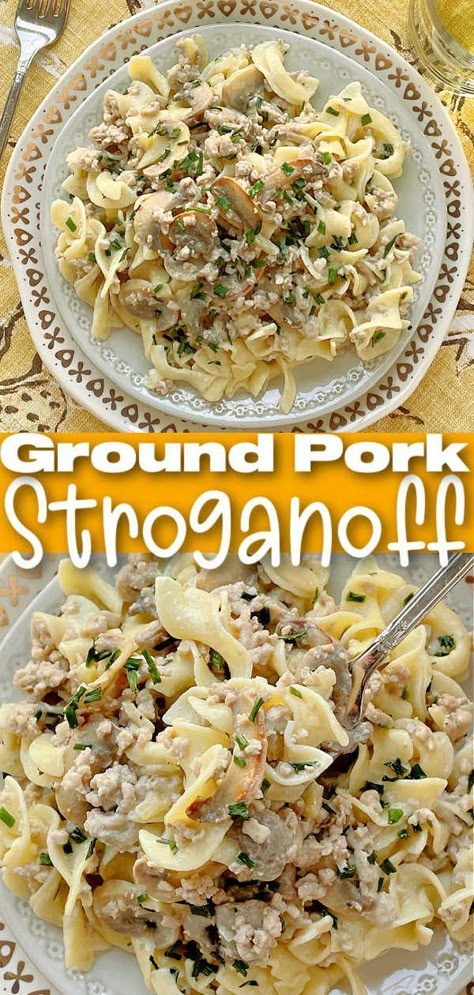 Dinner Ideas With Ground Pork, Recipe Using Ground Pork, Ground Pork Recipes For Dinner, Ground Pork Sausage Recipes, Pork Stroganoff Recipe, Pork Stroganoff, Pork Sausage Recipes, Pork Casserole, Diner Ideas