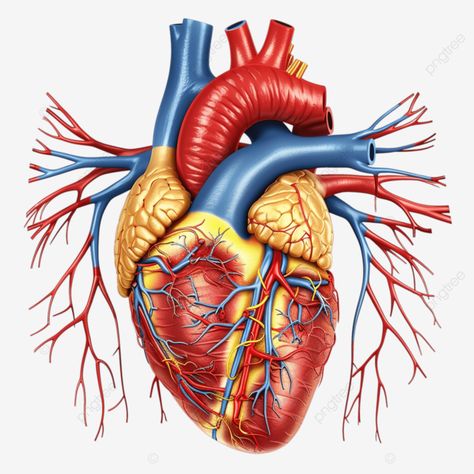 illustration of human heart with circulatory system Circulatory System Stickers, Heart Circulatory System, Transparent Illustration, Human Circulatory System, Medical Heart, Human Respiratory System, Heart Anatomy, Background Drawing, Circulatory System