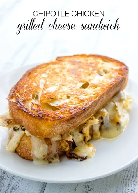 Chicken Grilled Cheese Sandwich, Chicken Grilled Cheese, Bread With Cheese, Gimme Delicious, Cooked Chicken Recipes, Chicken Grilled, Grilled Cheese Sandwiches, Grilled Cheese Recipes, Chipotle Chicken