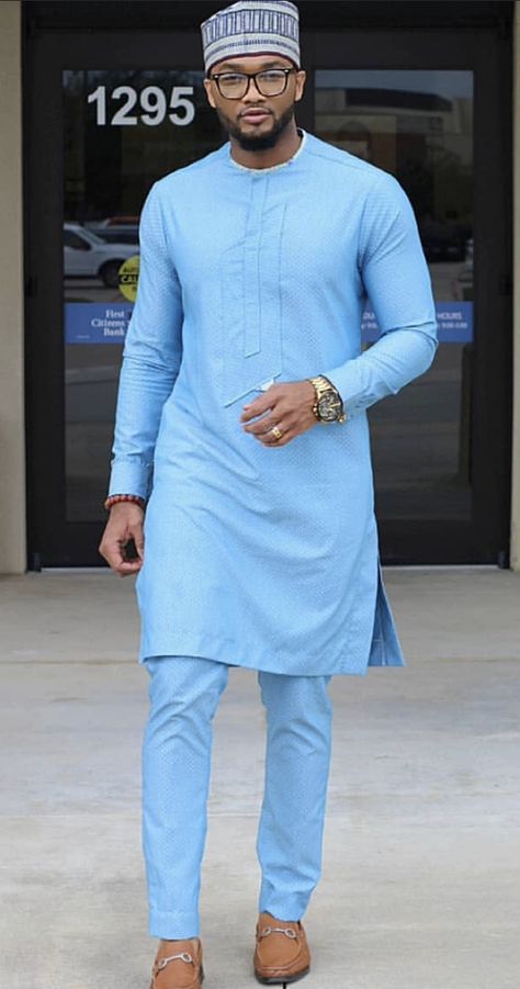 Sky Blue Senator Styles For Men, Native Styles For Men, Men African Wear, Native Outfits, Man Dress Design, Mens Traditional Wear, Latest African Wear For Men, Men Kaftan, Nigerian Outfits