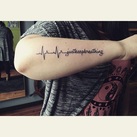 Heartbeat Tattoo Ideas | POPSUGAR Celebrity Tatuaje Ekg, Ekg Tattoo, Infinity Sign Tattoo, Just Keep Breathing, Heartbeat Tattoo Design, Good Tattoo Quotes, Heartbeat Tattoo, Nurse Tattoo, Keep Breathing