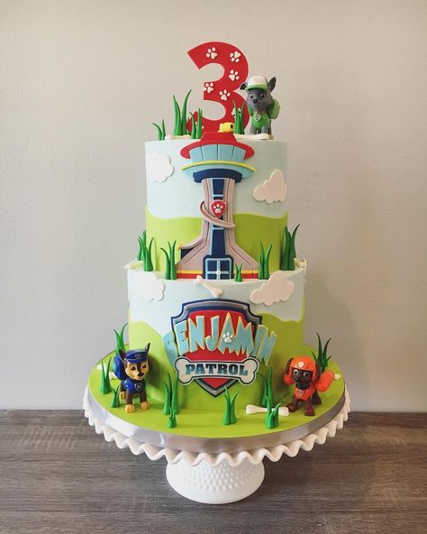 Paw Patrol Party Cake, Paw Patrol Birthday Party Cake, Paw Patrol Birthday Theme, Paw Patrol Birthday Cake, Happy Birthday Cards Printable, 4th Birthday Cakes, Birthday Cake Card, Cupcakes Decorados, Paw Patrol Cake