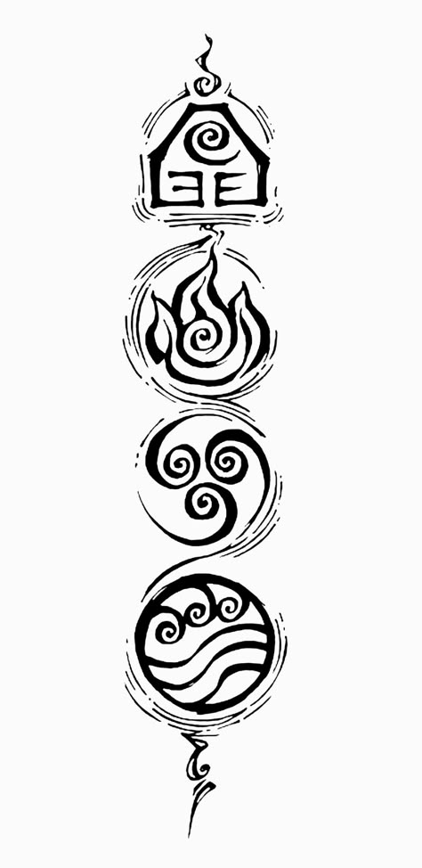 Four Elements Tattoo Avatar, Avatar Fire Nation Tattoo, Avatar The Last Airbender Element Tattoo, Four Elements Tattoo Design, Tattoos Avatar The Last Airbender, Atla Elements Tattoo, Avatar Tatoos Ideas, Avatar Appa Tattoo, Elemental Tattoo Ideas