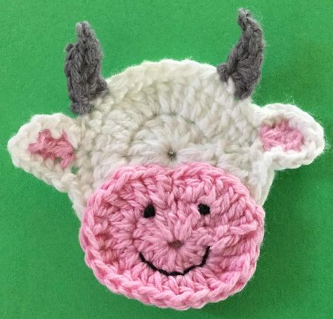 Crochet Cow Pattern, Tea Cozy Crochet Pattern, Crocheted Cow, Cow Applique, Crocheted Cow Pattern, Crochet Tea Cozy, Crochet Applique Patterns Free, Crochet Chicken, Cow Face