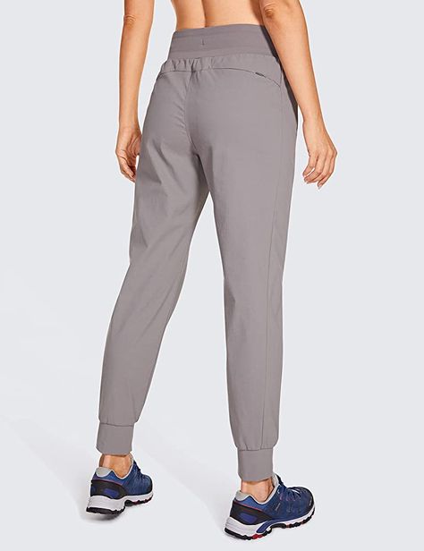 CRZ YOGA Women's Hiking Pants Lightweight Quick Dry Drawstring Joggers with Pockets Elastic Waist Travel Pull on Pants Lunar Rock Medium at Amazon Women’s Clothing store High Waisted Joggers, Joggers For Women, Hiking Pants Women, Sporty Pants, Europe 2023, Women Jogger Pants, Crz Yoga, Sport Clothes, Cute Modest Outfits