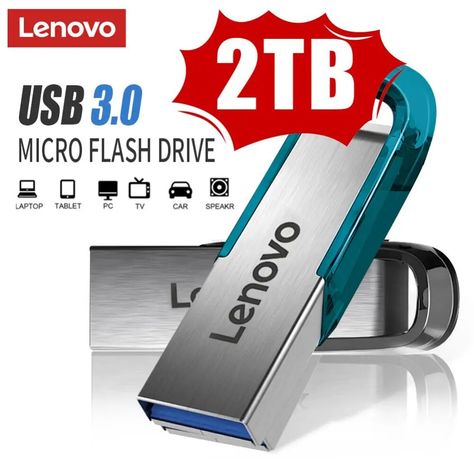 Lenovo USB 3.0 Flash Drive 2TB 1TB Pendrive 512GB 256GB USB 3. 0 Memory U Stick Pen Drive 128GB Flash USB Disk Waterproof For PC Tv Cars, Metal Pen, Pen Drive, Usb Drive, Electronics Gadgets, Pc Laptop, Laptop Computers, High Speed, Flash Drive