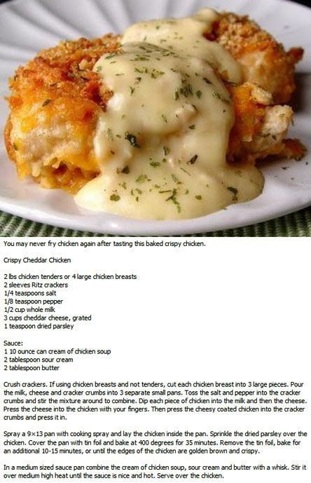 Crispy Cheddar Chicken, Cheddar Chicken, Chicken Main Dishes, Think Food, Chicken Dishes Recipes, Chicken Parmesan, Poultry Recipes, Chicken Dinner Recipes, Chicken Breast Recipes