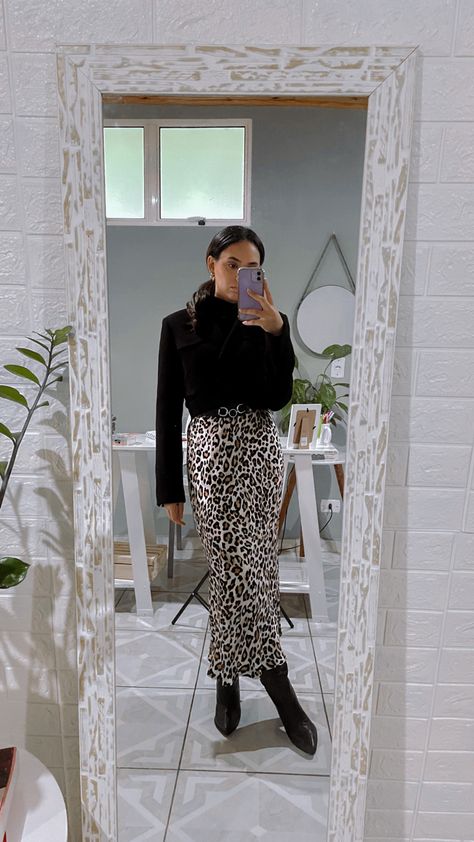 Leopard Skirt Winter Outfit, Animal Print Midi Skirt Outfit, Animal Print Satin Skirt Outfit, Leopard Print Satin Skirt Outfit, Satin Leopard Skirt Outfit, Leopard Slip Skirt Outfit, Leopard Satin Skirt Outfit, Long Cheetah Skirt Outfit, Leopard Print Skirt Outfit Winter