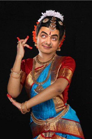 Mr. Bean \ Rowan Atkinson \ funny \ dance \ indian \ photoshops Baratha Natyam Photography, Dance Indian, Bharathanatyam Dance, Bharatanatyam Costume, Bharatanatyam Dancer, Indian Classical Dancer, Bharatanatyam Poses, Dance Of India, Classic Dance