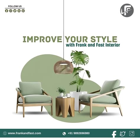 🌿 Transform Your Outdoor Space with Frank & Fast Interior! 🌿 Dreaming of a stylish and functional outdoor area? Frank & Fast Interior in Navi Mumbai specializes in creating stunning outdoor interiors that blend comfort with elegance. ✨ Customized Patio Designs ✨ Elegant Outdoor Furniture ✨ Lush Green Landscaping ✨ Cozy Outdoor Lighting Create your perfect outdoor oasis today! Let Frank & Fast Interior bring your vision to life. 📞 098926 96980 📍 Address: Plot No.5, Shop No.5, Neel Rosalia,... Furniture Advertising Design Creative, Interior Design Creative Ads Poster, Furniture Social Media Design, Furniture Ads Design, Furniture Advertising Design, Furniture Creative Ads, Interior Design Creative Ads, Furniture Social Media Post Design, Furniture Poster Design