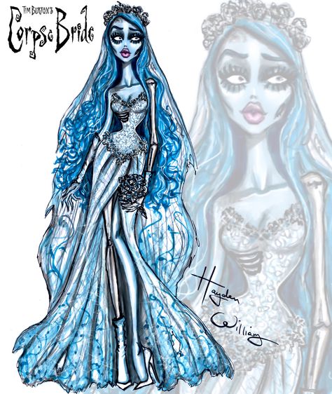 #CorpseBride by Hayden Williams #TimBurton Corpse Bride Art, The Corpse Bride, Arte Pin Up, Barbie Basics, Tim Burton Art, Hayden Williams, Disney Princess Fashion, Drawings Ideas, Fashion Illustration Sketches