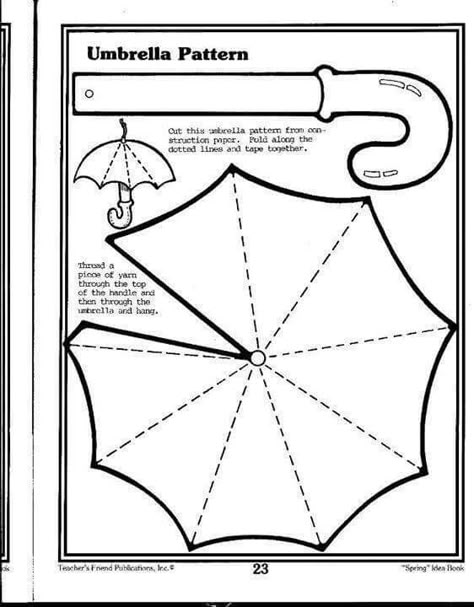 Molde de sombrilla Umbrella Pattern, Fall Kids, Easy Paper Crafts, Paper Toys, Spring Crafts, Quiet Book, School Crafts, Doll Patterns, Flower Crafts