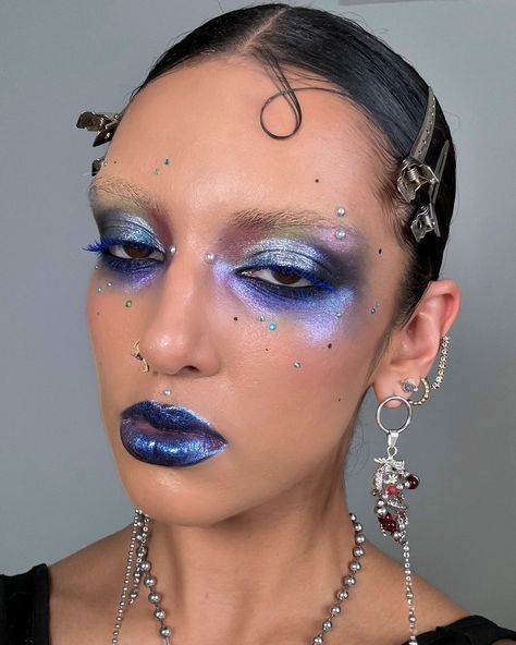 Recent faves 🎨🪩 Rain Cloud Costume, Cosmic Makeup, Zodiac Makeup, Cloud Costume, Creepy Makeup, Creepy Halloween Makeup, Goth Fairy, Make Up Inspo, Horror Movie Characters