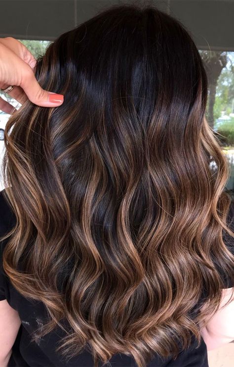 38 Best Hair Colour Trends 2022 That'll Be Big : Bronde Lob Hairstyle Carmel Brownie Highlights On Brown Hair, Coffee Hair Highlights, Chocolate Brown Honey Balayage, Coffee Caramel Hair Color, Dark Hair Melt, Honey Lowlights On Dark Hair, Coffee Balayage Brunette Hair, Honey Highlights On Dark Brown Hair, Coffee Hair Colour