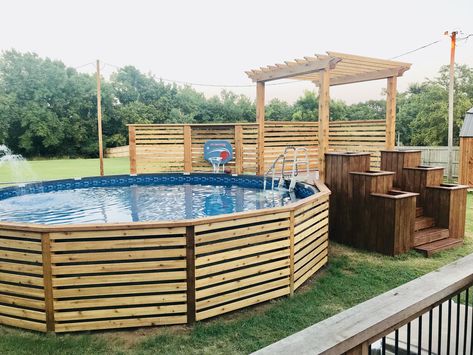 Small Backyard With Above Ground Pool Ideas, Disguise Above Ground Pool, Bamboo Around Above Ground Pool, Wood Around Above Ground Pool, Above Ground Pool Fencing, Above Ground Pool Wrap, Above Ground Pool Siding Ideas, Hide Above Ground Pool, Fence Around Above Ground Pool