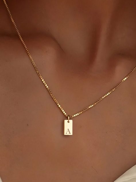 1pc Tiny Initial Necklace For Women Gold Plated Name Letter Necklace Stainless Steel Alphabet Tag Pendant Jewelry WholesaleI discovered amazing products on SHEIN.com, come check them out! Necklaces Initials, Alphabet Tag, M Initial, Necklace For Women Gold, Name Letters, Initial Necklace Gold, Initial Jewelry, Letter Necklace, Necklace For Women