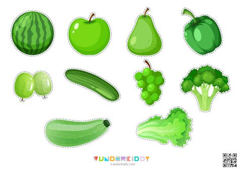 Activity sheet «Bowls of vegetables and fruits» - Download or print for free Color Sorting Printable, Green Objects, Healthy Food Activities For Preschool, Healthy Food Activities, Color Sorting Activities, Food Activities, Preschool Art Activities, Printable Flash Cards, Green Fruit