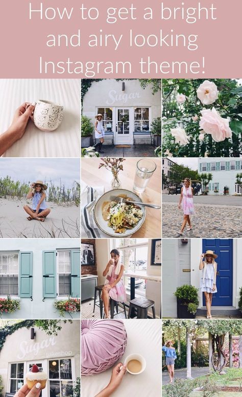 How to edit Instagram photos for a bright, feminine theme. Light And Airy Instagram Feed, Vsco Filter Bright, Spring Instagram Feed, Feminine Instagram Feed, Bright Instagram Feed, Pink Instagram Feed, Instagram Themes, Insta Filter, Theme Instagram