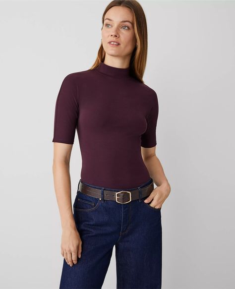 Mock Neck Elbow Sleeve Top Mockneck Top Outfit, Outfit Work, Top Outfit, Mock Neck Top, Elbow Sleeve, Fashion Boots, Effortless Style, Mock Neck, Work Outfit