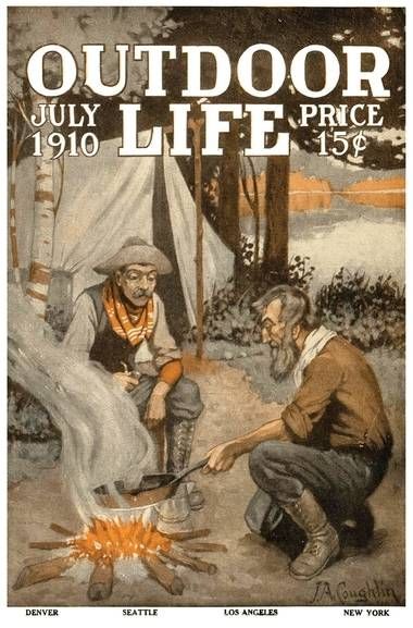 July 1910 cover of Outdoor Life Wild Caught Fish Recipes, Venison Sausage, Game Meat, Life Magazine Covers, Wild Caught Fish, Bull Moose, Wild Game Recipes, Life Cover, Summer Illustration