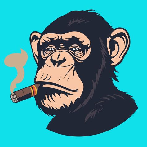 Badass Chimpanzee. Let him be. Get this on any kind of clothing or merch you can dream. Check the links in my BIO! #monkey #chimpanzee #ape #gorilla #cigar #smoking #cool #cigarette @redbubble @teepublic Monkey Chimpanzee, Bad Monkey, Painting Ideas, Let It Be, Drawings, Quick Saves, Instagram, Art