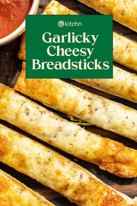 Breadsticks From Frozen Bread Dough, Frozen Pizza Dough Ideas, Pizza Dough Breadsticks, Garlic Cheese Breadsticks, Premade Pizza Dough, Breadstick Recipe, Cheese Breadsticks, Freeze Pizza Dough, Cheese Bread Sticks