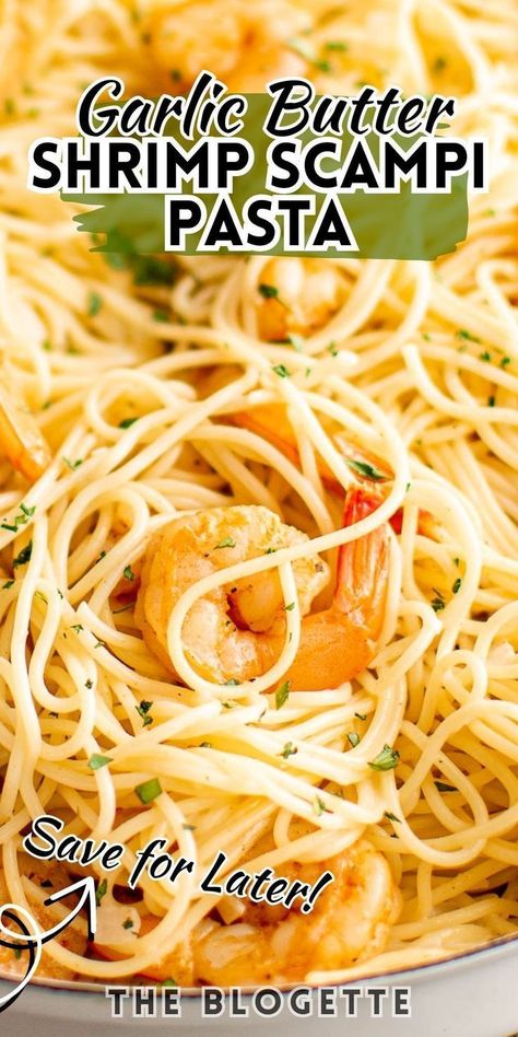 This is absolutely the best Garlic Butter Shrimp Scampi recipe! Shrimp Scampi is so quick and easy with a garlic buttery scampi sauce and a hint of white wine & lemon. Serve this as an appetizer, light meal, or dinner with pasta. This dish only requires minimal ingredients and cooks up in less than 10 minutes! Try this recipe now! Light Pasta Recipes With Shrimp, Shrimp Scampi Noodles Recipe, What Goes With Shrimp Scampi, Scampi Sauce Recipe Pasta, Garlic Butter Shrimp Scampi Pasta, Easy Garlic Shrimp Pasta, Light Seafood Pasta, Stove Top Shrimp Scampi, Shrimp Scampi With Wine