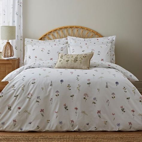 * Includes Standard Pillowcase(s) * 100% Cotton - soft feel * 144 Thread Count * Button Fastening - secures duvet easily * Reversible Design - quick style change * Machine Washable Pressed Floral is a design that has printed pretty florals that also features scattered pressed flowers. Quickly switch up the style by turning the duvet cover set over to the reverse which features an alternative floral design. Being crafted from 100% cotton allows the set to be soft to touch. Finally, complete the look with the coordinating pillowcase available.This product is OEKO-TEX® MADE IN GREEN certified, meaning it was produced in OEKO-TEX® STeP certified factories - verifying environmental, social, and chemical standards in the facility. It has also been certified to OEKO-TEX® STANDARD 100, the origina White Duvet Cover, Pressed Floral, Contemporary Duvet Covers, Flower Duvet, White Duvet Covers, Floral Duvet Cover, White Duvet, Floral Duvet, Floral White